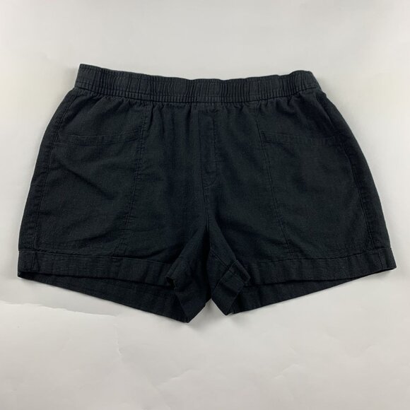 Old Navy Black Linen Blend High Rise Pull On Shorts M - Picture 1 of 5